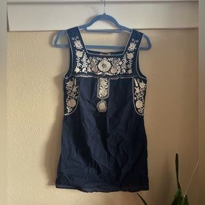Embroidered navy & white Tory Burch beach cover up